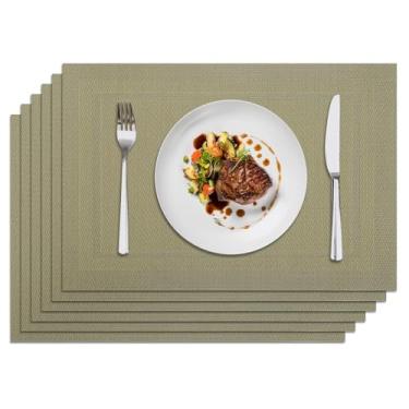 Imagem de Privalace Jogo americano de mesa de jantar, conjunto de 6 tapetes de mesa laváveis antiderrapantes resistentes ao calor, tapetes de PVC duráveis para festas de jantar ao ar livre.