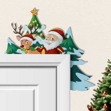 Imagem de 2025 Novo enfeite de porta de Natal decoração de madeira Papai Noel e pinguins placa de canto, porta da frente de férias, janela, manto, decoração de moldura de computador de TV (#B)