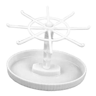 Imagem de YIJU Suporte para chaveiro, organizador de joias, suporte giratório e versátil para colares, pingentes e acessórios de cabelo, Branco 1 Camada