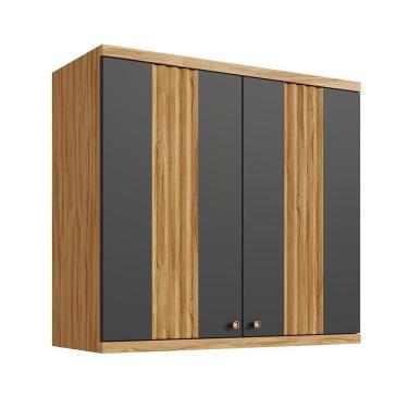 Imagem de Armário Para Cozinha Aéreo 100% Mdf Noruega Espresso Móveis Amêndoa-chumbo