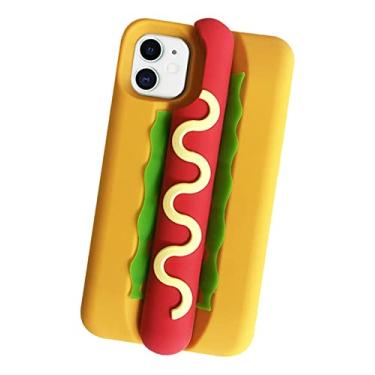 Imagem de JIATAY Capas de telefone para iPhone 16 capa protetora fofa, capa protetora de lente de câmera Kawaii, capa de silicone compatível com iPhone 16 (cachorro-quente)