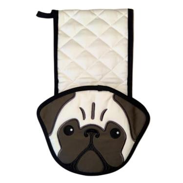 Imagem de Luvas de forno em forma de pug – suporte de panela fofo e decoração de cozinha para donos de cães, luvas de cozimento resistentes ao calor, presente exclusivo para amantes de pug