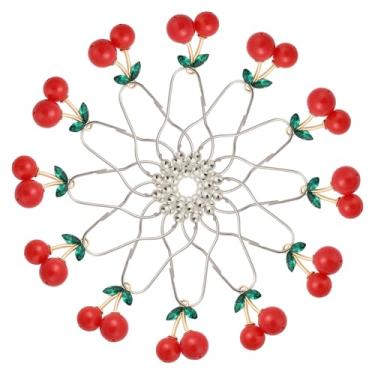 Imagem de AuMoHall Conjunto de 12 peças de ganchos de cortina de chuveiro de cereja para varões de banheiro com tema de cereja vermelha, decoração de banheiro de aço inoxidável à prova de ferrugem (cereja