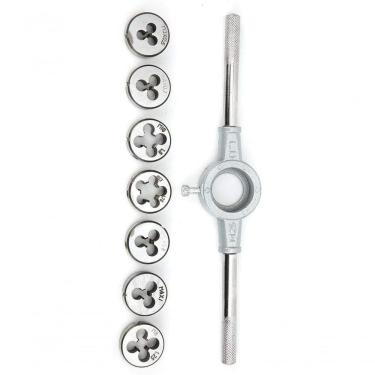 Imagem de Jogo 8 Peças Tarraxas Cossinete Rosca Profissional Ferrament