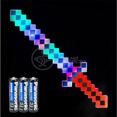 Imagem de Kit Brinquedo Espada Pixel Minecraft 58cm C/Som Luz+3 Pilhas