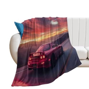 Imagem de HouLaiZhe Cobertor super macio de flanela clássico Rx7 JDM montanha corrida esportes leve resfriamento cobertores para sofá-cama cadeira sofá carro viagem ao ar livre leve quente 177.8 cm x 203.2 cm