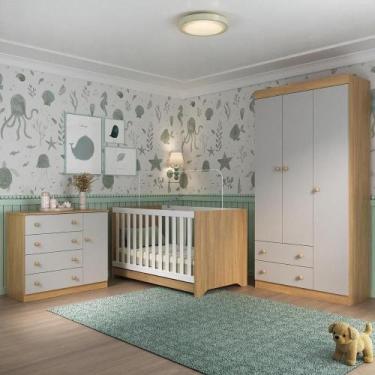 Imagem de Quarto De Bebê Completo Com Berço Americano 3 Em 1 Encanto Multimóveis