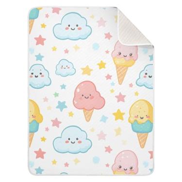 Imagem de xigua Cobertor de bebê de sorvete, cobertor de algodão para bebês, cobertor leve e macio para berço, carrinho de bebê, cobertores de berçário, 76 x 101 cm