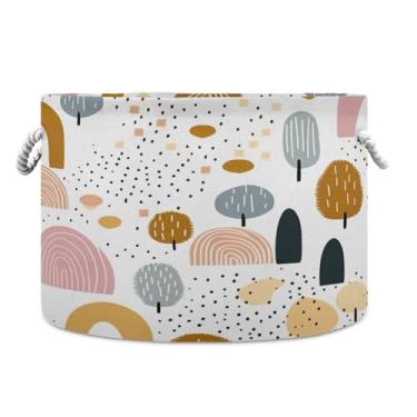 Imagem de WELLDAY Cesta de corda de algodão arco-íris cesta de lavanderia de bebê para sala de estar, lavanderia, berçário, travesseiros, decoração de casa