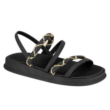 Imagem de Sandália Moleca Feminina Rasteira Tiras Corrente Dourada Conforto -, P