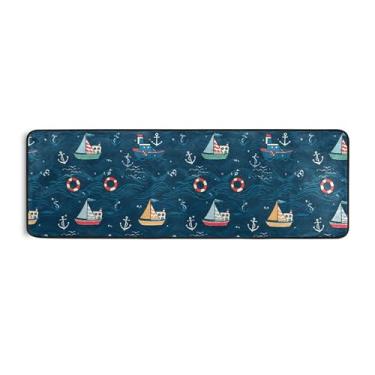 Imagem de Burbuja Tapete de barco colorido 61 x 183 cm, tapete lavável antiderrapante com suporte de borracha, tapete para sala de estar, corredor, decoração de casa