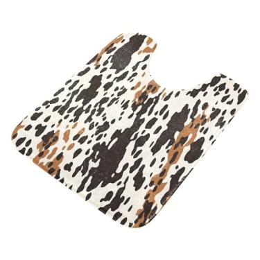 Imagem de Burbuja Tapete de banheiro com estampa de vaca, tapete de banho absorvente de pelúcia macio, base antiderrapante para piso de banheiro, oval em forma de U