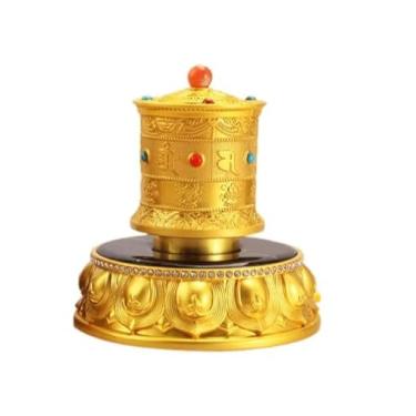 Imagem de Roda de oração budista, roda de oração de energia solar para carro, rotação suave, texto em papel 100.000 vezes, para enfeites de carro, ofertas de salão budista, sala de chá