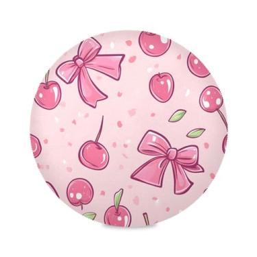 Imagem de xigua Jogo americano redondo com arcos e cerejas, conjunto de 6 para mesa de jantar, tapetes de mesa antiderrapantes laváveis e resistentes ao calor para decoração de festa, cozinha, jantar