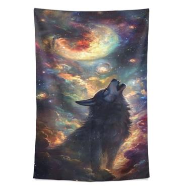 Imagem de STAYTOP Tapeçaria de parede lobo selvagem tapeçaria para decoração de casa dormitório sala de estar quarto tapete de parede (90 × 60 pol)