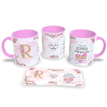 Imagem de Caneca de Porcelana Com Alça e Interior Rosa Estampa Alfabeto das Mães (R)