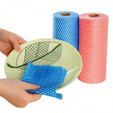 Imagem de Kit 2 rolos de Pano Multiuso Rolo Com 100 Unidades Lavável E Secagem Rápida