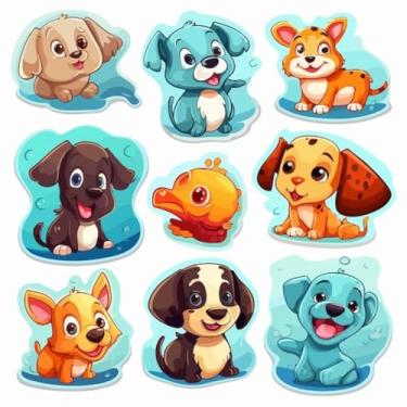 Imagem de Adesivos de Animais Kawaii para Quarto Infantil Conjunto de Decorativos Coloridos 30x30cm
