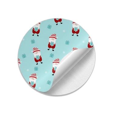 Imagem de Adesivos Redondos Natalinos 25 Unidades Com Estampa de Padrão de Inverno - Tamanho 85x85cm