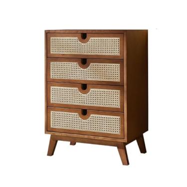 Imagem de Cômodas Cômodas de vime, cômoda com 4 gavetas, armário moderno armazenamento para quarto, corredor, entrada(Walnut colour)