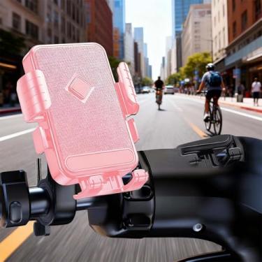 Imagem de Suporte de celular Ebike para guidão, suporte universal de telefone de bicicleta com rotação de 360°, aderência ajustável para smartphone para ciclismo e uso em bicicleta (rosa)