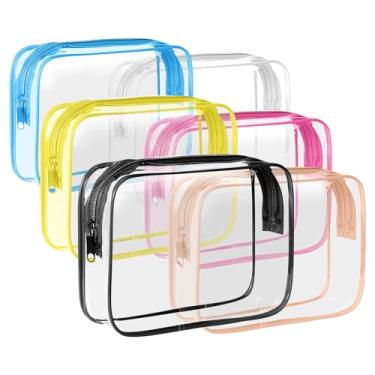 Imagem de Conjunto de 6 Sacolas Viagem Transparentes Multifuncionais Portáteis para Armazenamento Higiene e Cosméticos Aprovado pela TSA Companhia Compacta com Grande Capacidade Organização Itens Pessoal