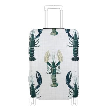Imagem de Joisal Capas gráficas protetoras de bagagem fofas laváveis azuis Atrovirens lagostas brancas acessórios de viagem manga de mala, P, serve para capa de 45 a 50 cm, Atrovirens azuis, lagostas brancas, S