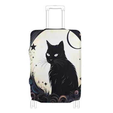 Imagem de Capas de mala para protetor de bagagem vintage lua gato preto anti-arranhões impressão animal acessórios de bagagem de viagem, P, serve para capa de 45-50 centímetros, Gato lunar vintage preto, XL 29