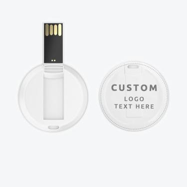 Imagem de Pen drive USB personalizado, cartão personalizado, pen drive USB, cartão redondo portátil, disco U de alta velocidade para armazenamento de dados externos (8 GB, 100 peças)