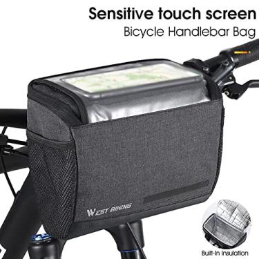 Imagem de Tingpai 4.5L Bolsa de ciclismo de g nde dade à prova d'água suporte de bicicleta TPU suporte pa telefone móvel mountain bike bolsa com ar o frontal pa celular de 7,5 polegadas