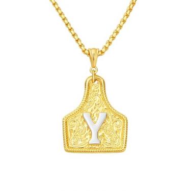 Imagem de rgwtgkyh Colar feminino com fivela de cinto prata com pingente de letra inicial ocidental delicado colar com pingente de letra personalizada joias presentes para cowgirl cowboy, Large, Metal, Sem