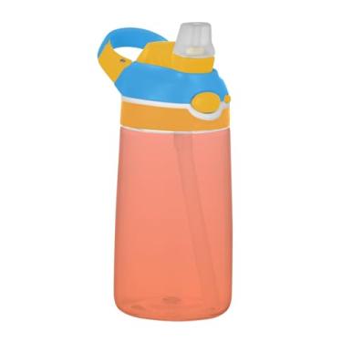 Imagem de Garrafa de água Tritan de 473 ml com canudo para crianças, meninas, meninos, garrafa de água esportiva portátil de 473 ml, copo infantil reutilizável à prova de vazamento, alça de transporte, rosa
