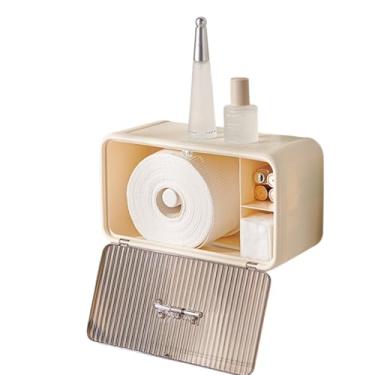 Imagem de Organizador de Banheiro com Porta Papel, Creme, Plástico, 28x15.5x12.5cm, Instalação sem Furos