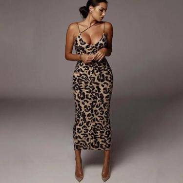 Imagem de Vestido De Festa Sem Mangas Com Estampa De Leopardo Para Mulheres, Cin