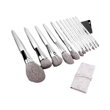 Imagem de Kit Profissional De 12 Pincéis De Maquiagem Com Cerdas Naturais De Pel