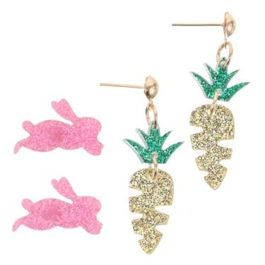Imagem de 2 peças de pingente de coelho fofo para mulheres, design acrílico de coelho e cenoura para festas de Páscoa e uso diário, leve e confortável