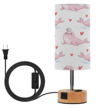 Imagem de Wassud Abajur de mesa de cabeceira Seal with Balls Touch com 3 temperaturas de cor, abajur de mesa para dia dos namorados com forro de sombra, luminária noturna para sala de estar, quarto, escritório