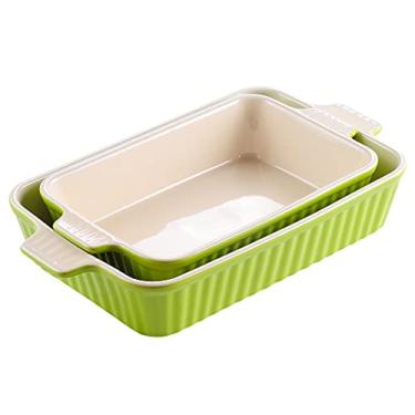 Imagem de Conjunto de 2 assadeiras ovais de forno a mesa com alça de cerâmica ideal para lasanha/torta/caçarola/tapas (cor: D) (D)