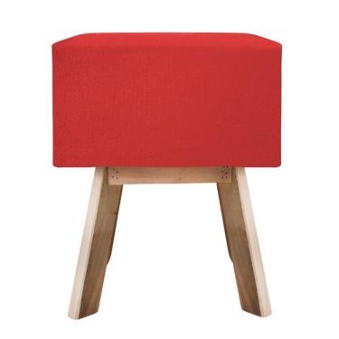 Imagem de Puff Banqueta Quadrada Retrô Suede - Vermelha