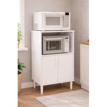 Imagem de Armário para Micro-ondas Politorno Móveis 1 Nicho 2 Portas de Bater MDP - 58cm de Largura