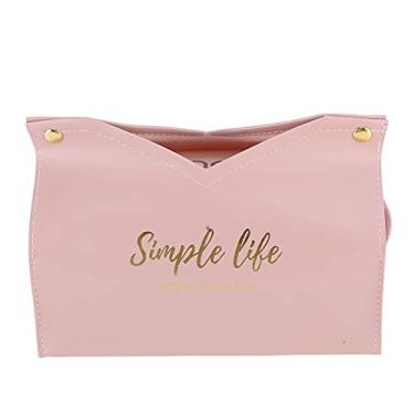 Imagem de CUOFYUNL Saco de tecido de couro artificial vintage cozinha papel toalha caixa recipiente para casa de escritório (Rosa)