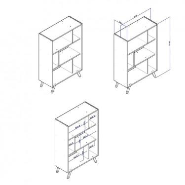 Imagem de Estante para Livros com Nichos Retrô Rt 3015 Movelbento Branco