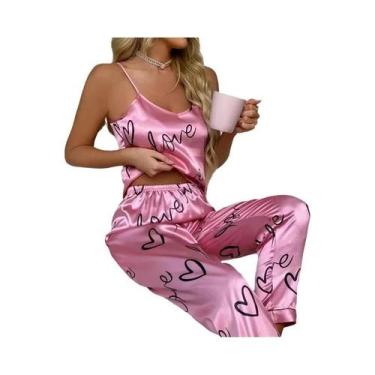 Imagem de Conjunto De Pijama De Cetim Feminino Sexy Camisola Lingerie Conjunto D