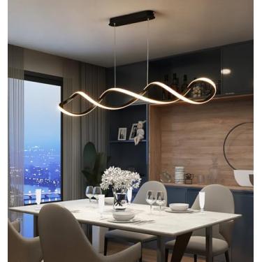 Imagem de Luminária pendente LED para sala de jantar, luminária pendente linear com intensidade regulável e controle remoto, ideal para mesa de jantar na cozinha, sala de estar, escritório e canto da