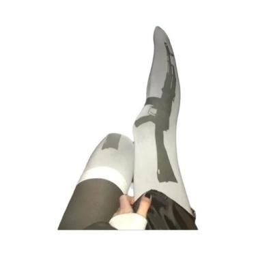 Imagem de Meias Longas Brancas Com Estampa De Letras Punk Y2K Harajuku Para Mulh