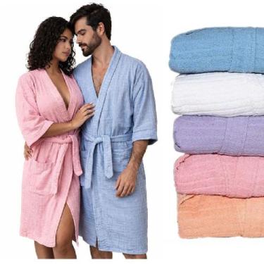 Imagem de Roupão de Banho Atoalhado Luxo 100 Algodão M , G e GG Feminino e Mascu