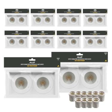 Imagem de Kit Spot Led Recuado Embutir Gu10/MR16 Uno ou Duo Quadrado Branco Policarbonato Alut By Avant (Duo, E27/Par20)