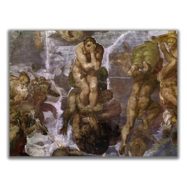 Imagem de Pôster da série Michelangelo Sistine Chapel Teto Frescos - Arte Religiosa e Esboços da Bíblia Imagens Vivas, Cores Vibrantes, Pôster Retrô Personagem Decorações de Parede Sem Moldura 12 x 16 pol. 30 x