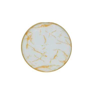 Imagem de Bandeja Redonda Dourado Decorativa (Bandeja Branca Pequena)