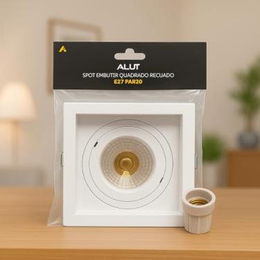 Imagem de Spot Led Recuado Embutir Gu10/MR16 Uno ou Duo Quadrado Branco Policarbonato Alut By Avant (Simples, E27/Par20)